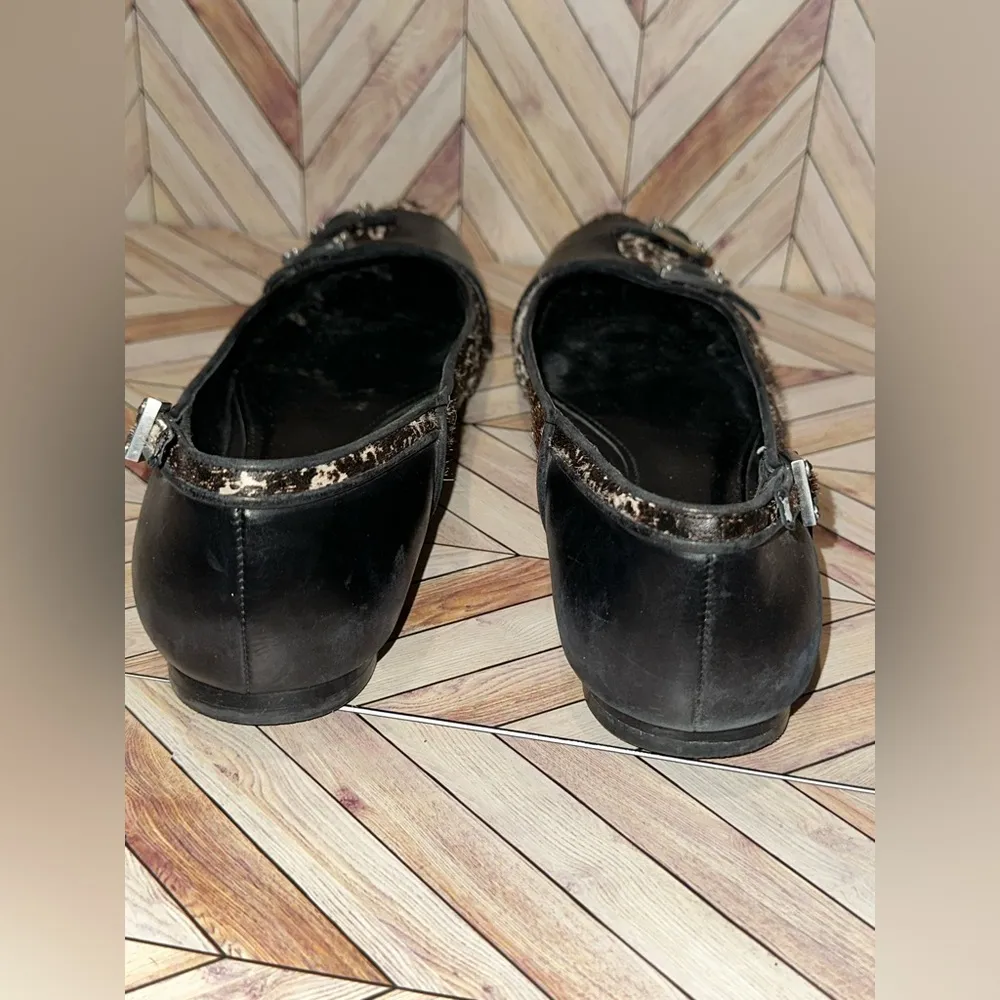 Rachel Zoe Size 7.5 Animal Print Calf Hair LINDSEY Skimmer Ballet Flats Leather - Image 6