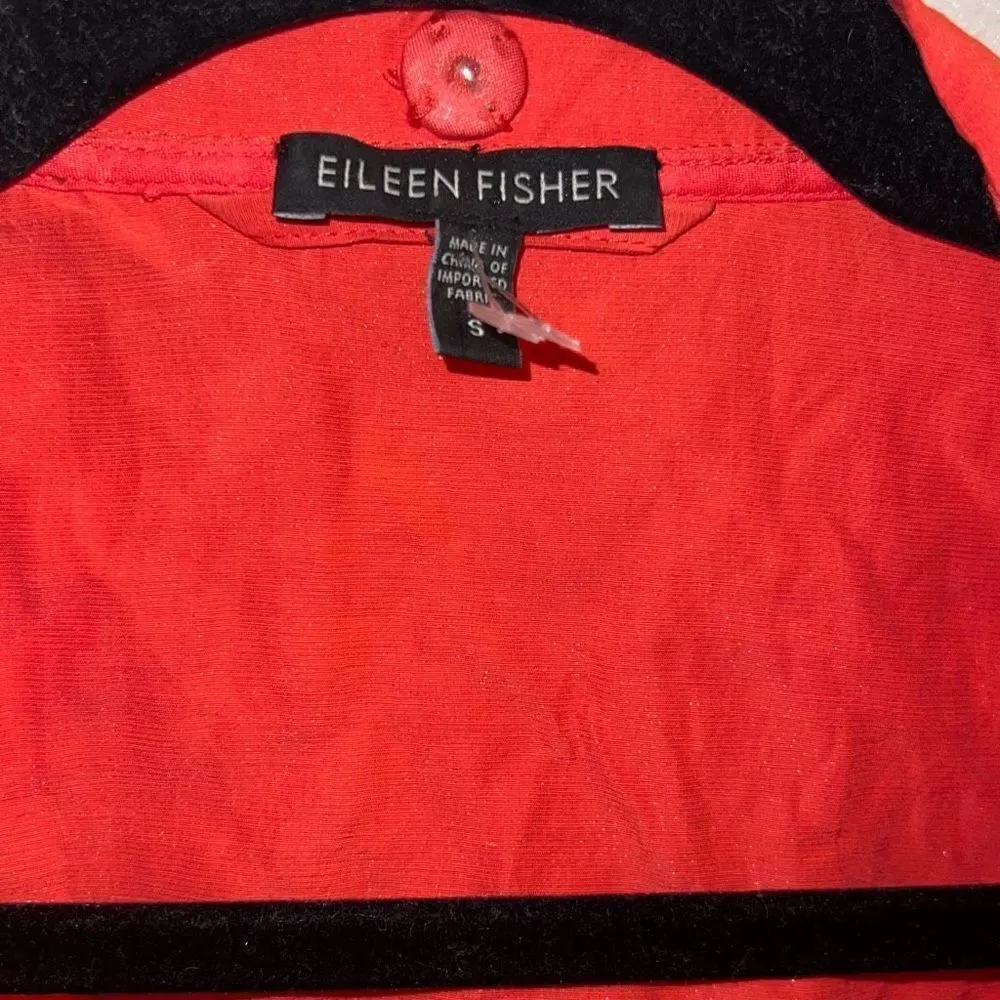 ✨Eileen Fisher Rumpled Cotton Steel RED LORY Asym Zip Sz Small Jacket✨ - Image 10