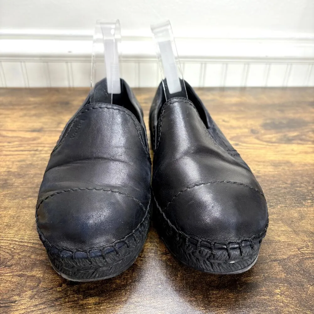 Prada  Size US 8 IT 38 Shoes #39175 Black Leather Espadrille Loafers Slip On - Image 2