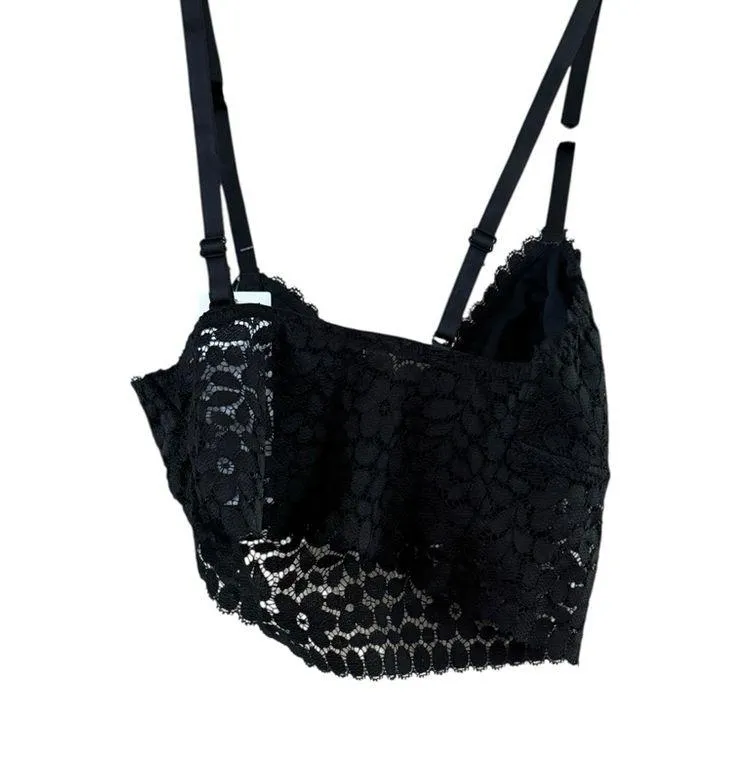 Urban Outfitters Black Lace Longline Bralette - Image 3