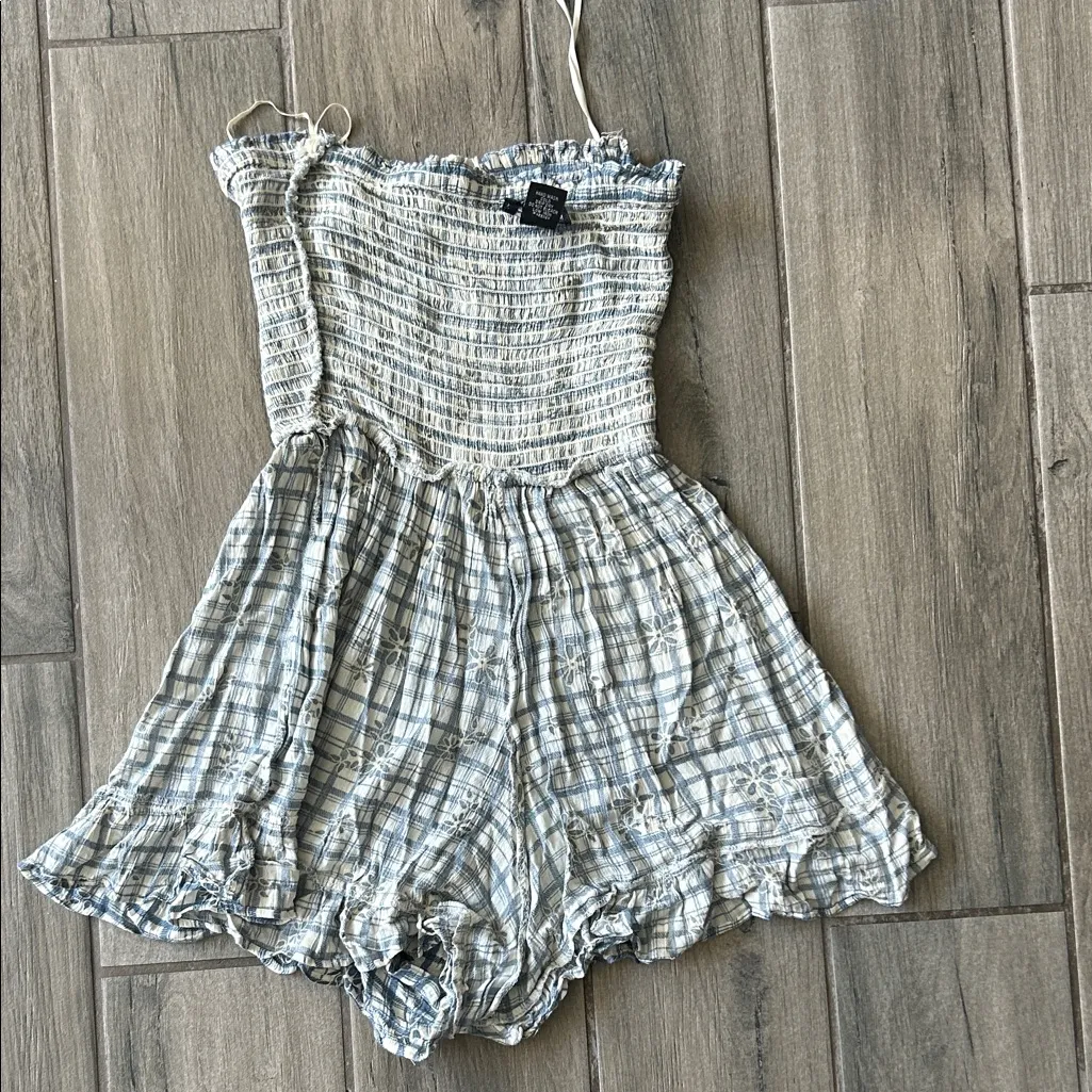 Angie Blue and White Plaid Jumpsuit - Image 4