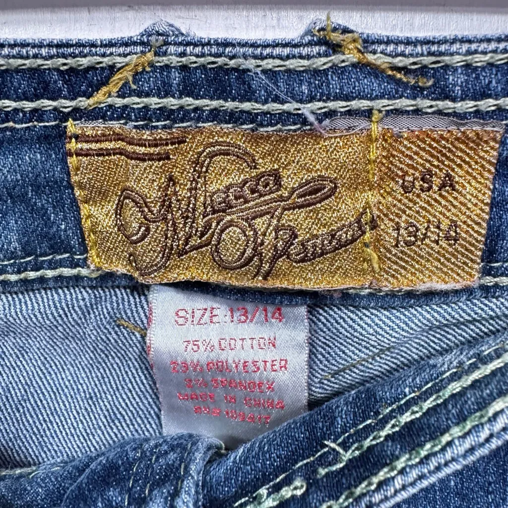 Mecca Femme Vintage Y2K Jeans Low Rise Boot Cut Rhinestone Studded Pockets 13/14 Blue - Image 8