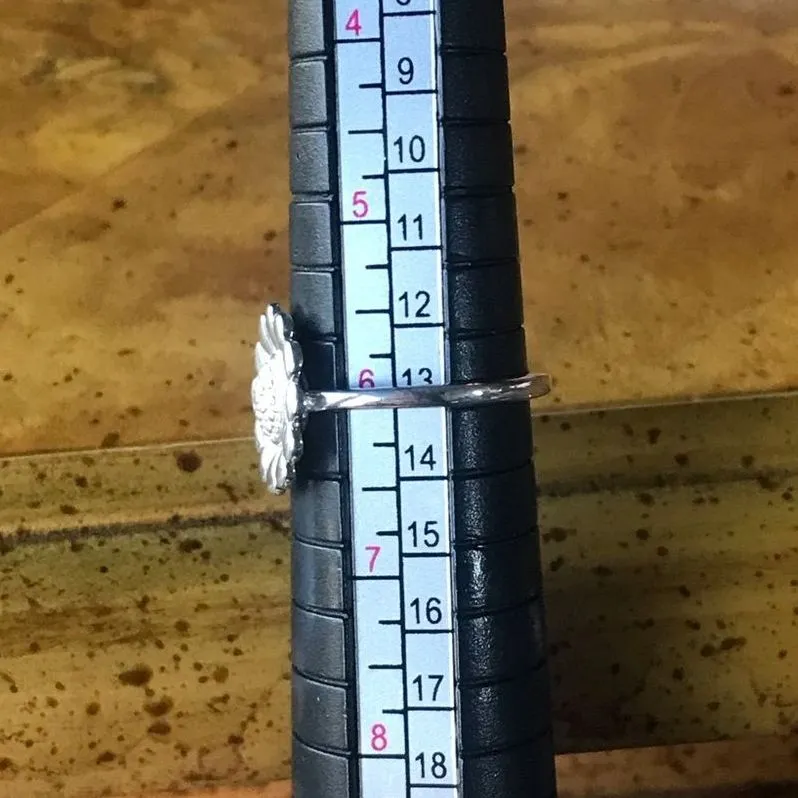 Natural Diamond Accent Sterling Silver Flower Ring Size 6 - Image 5