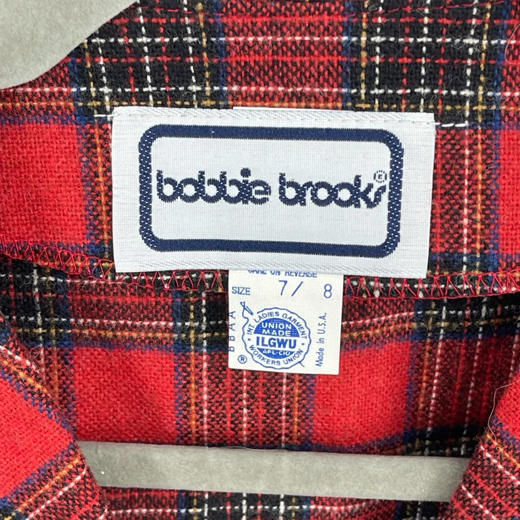 Vintage Bobbie Brooks Union Made Skirt Set Red‎ Plaid Size 7/8 Wool Blend Red - Image 6