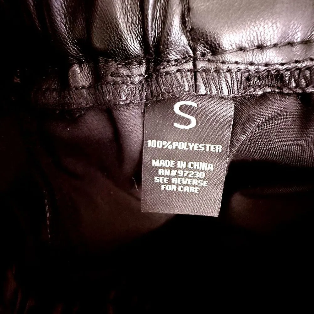 Almost Famous Black Faux Leather Cargo Jogger Pants paperbag women wrapped S - Image 12