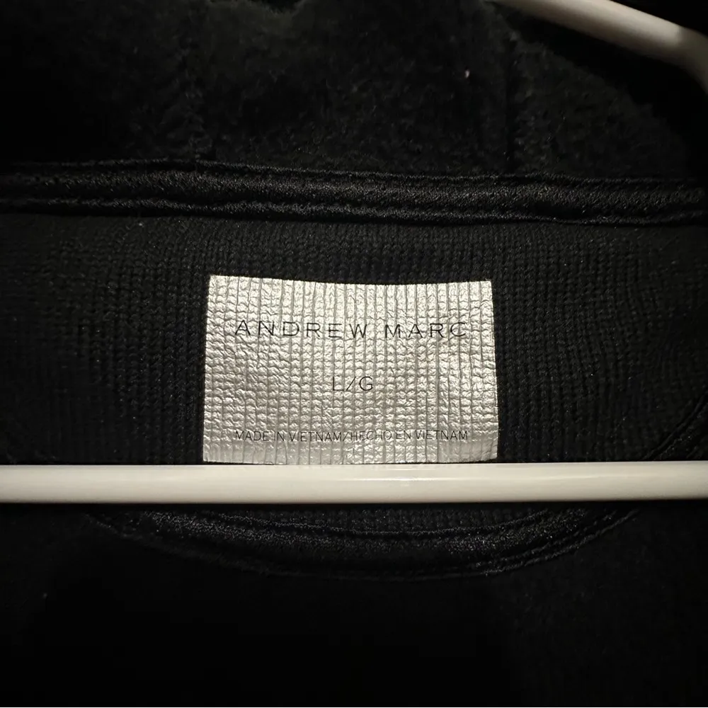 ANDREW MARC Women’s Jacket Black Knit Fleece Full Zip Hooded Size L - Image 5