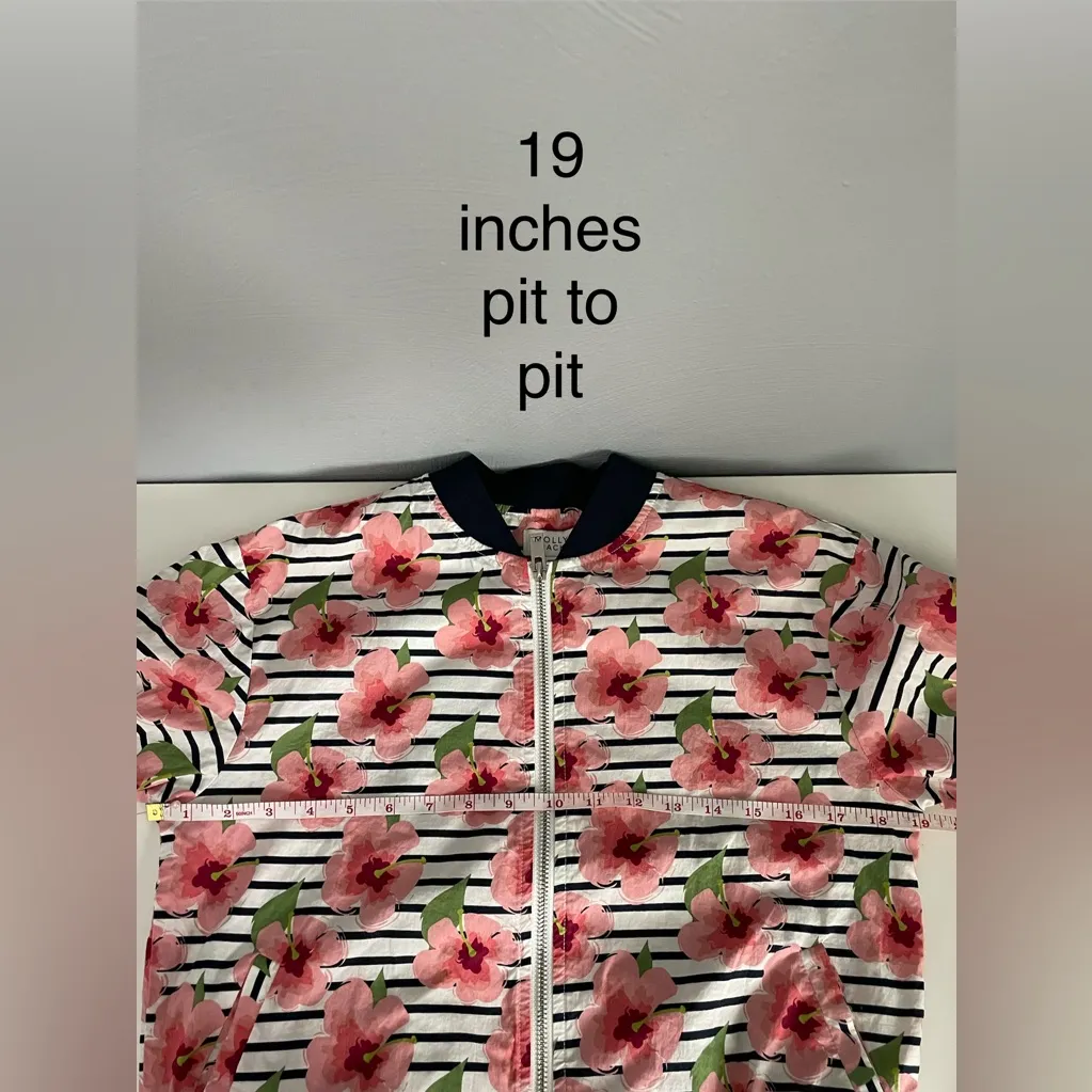 Molly Bracken Women's Pink Floral & Striped Lightweight Bomber Jacket - Image 12