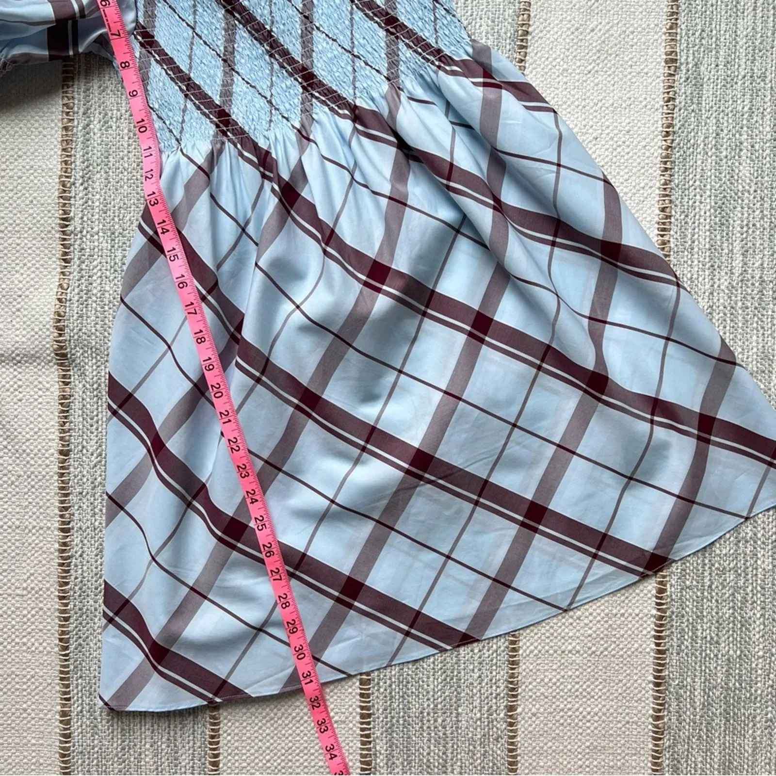 Hill House The Athena Matilda Plaid Short Puff Sleeves Mini Nap Dress Women’s XS - Image 5