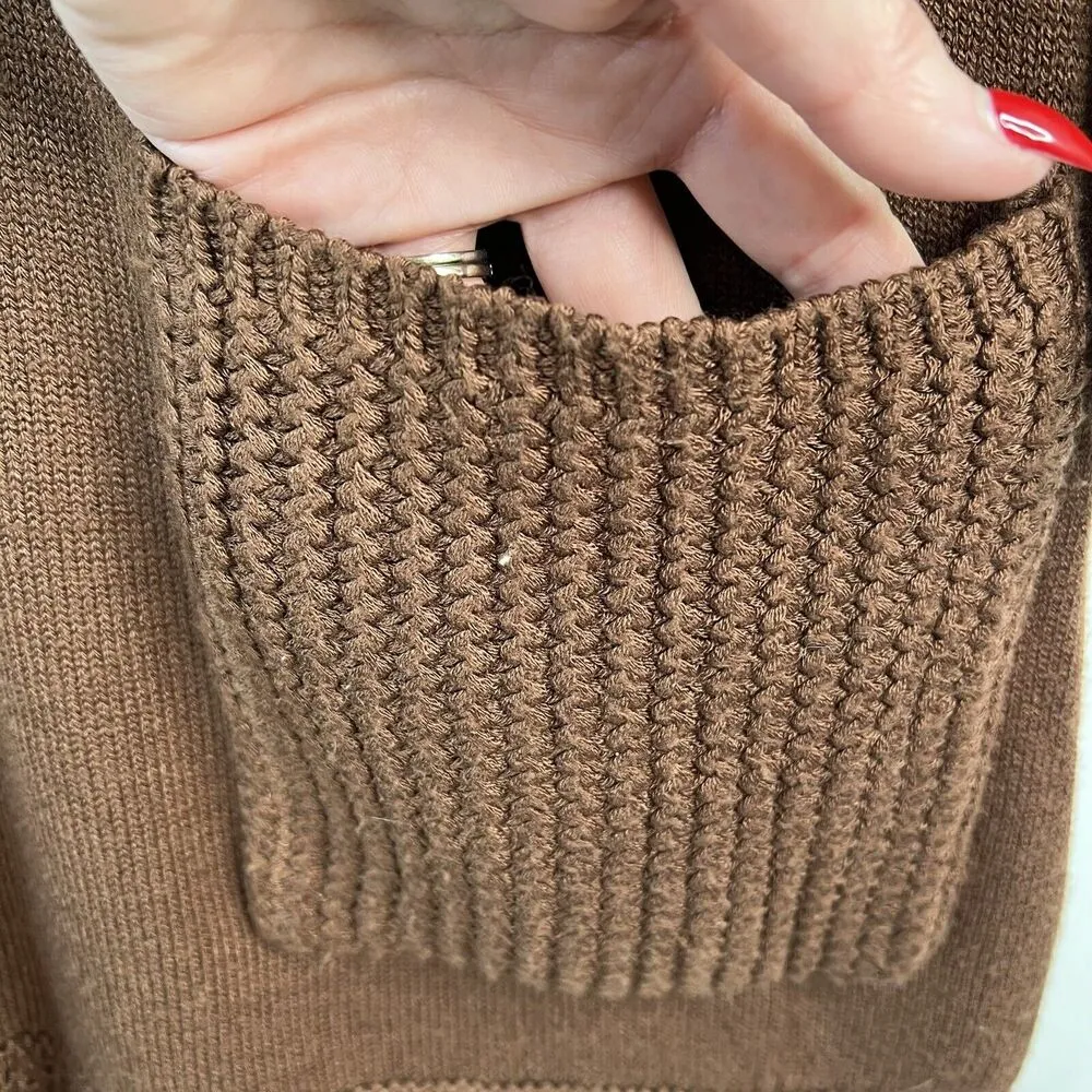 Soft Surroundings Sz XS Sweater Dress Brown Crowl Neck Fringed Hem Tunic Women’s - Image 6