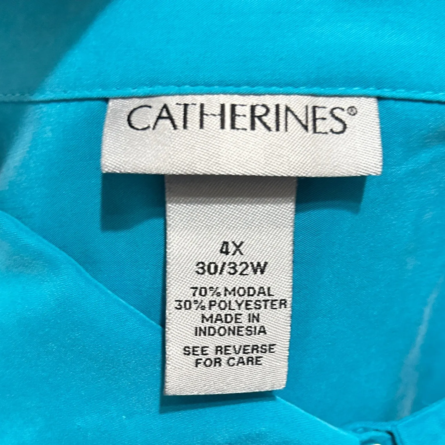 Catherines Women Tunic Top 4X Teal Modal Blend Long Sleeve Button Front Office - Image 6