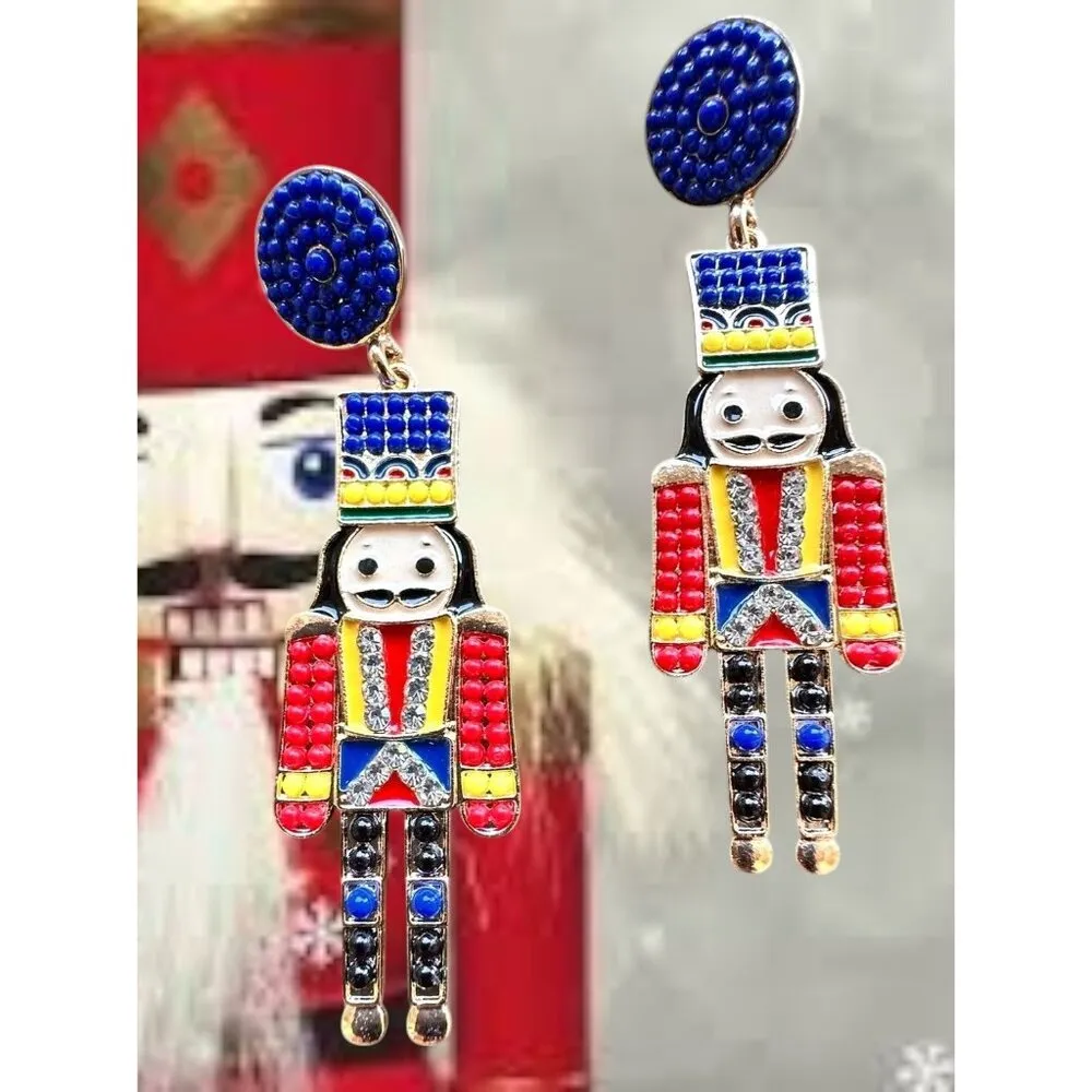 Nutcracker Earrings Toy Soldier New Christmas Ballet Jewelry French Guar… Blue - Image 5