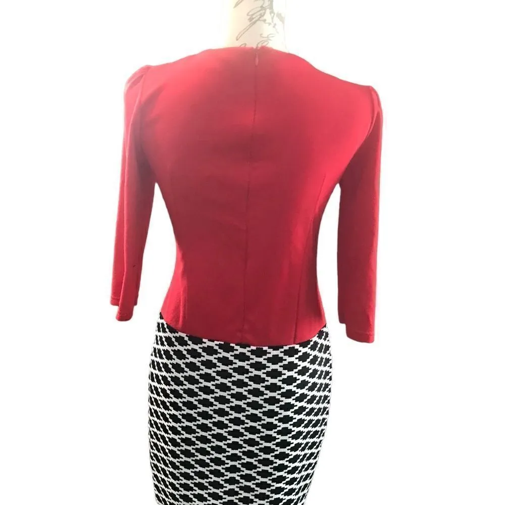 Liva Girls size medium red and black and white quarter slaves dress women’s - Image 4