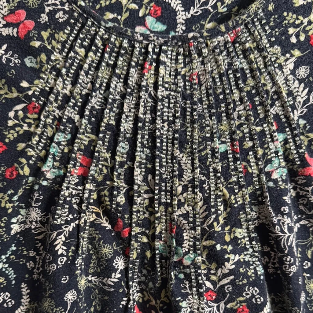 Charter Club Navy Floral Short Sleeve Top - Image 3