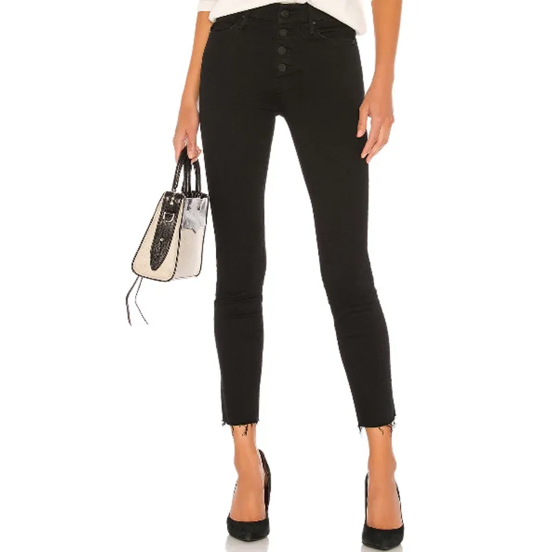 Mother Pixie Ankle Fray Holding Hands Dark Wash Button Fly Skinny Jeans size 24 Blue - Image 2