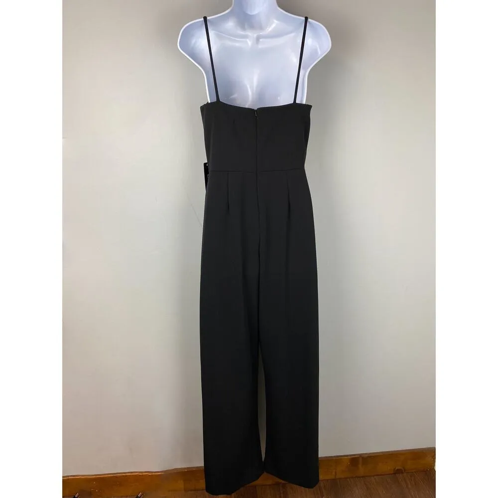Bebe Black Bebe Open Leg Slits Scuba Jumpsuit Large NWT - Image 9