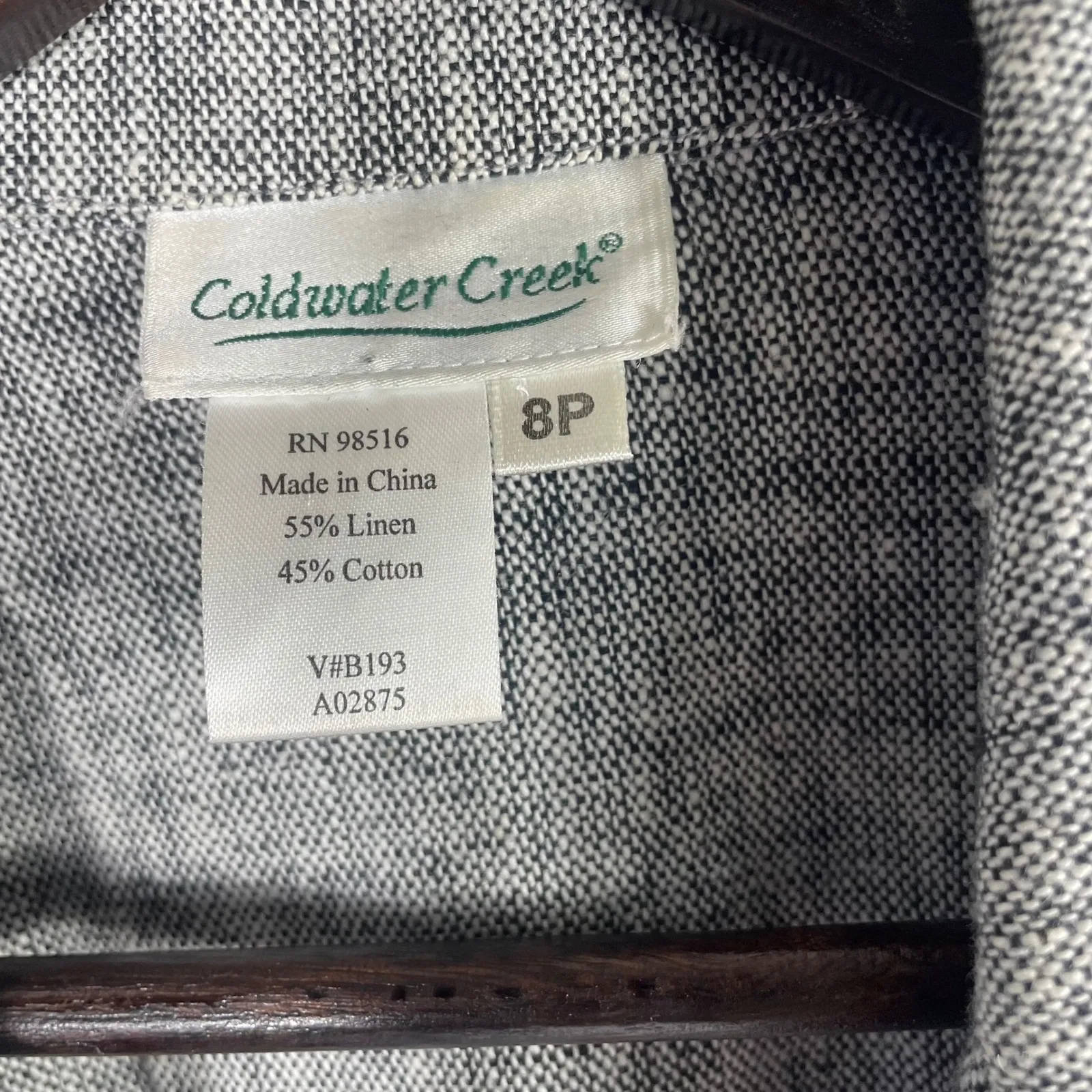 Coldwater‎ Creek Women's 8P Gray Linen Cotton Blazer Jacket  3/4 Sleeve Career - Image 4