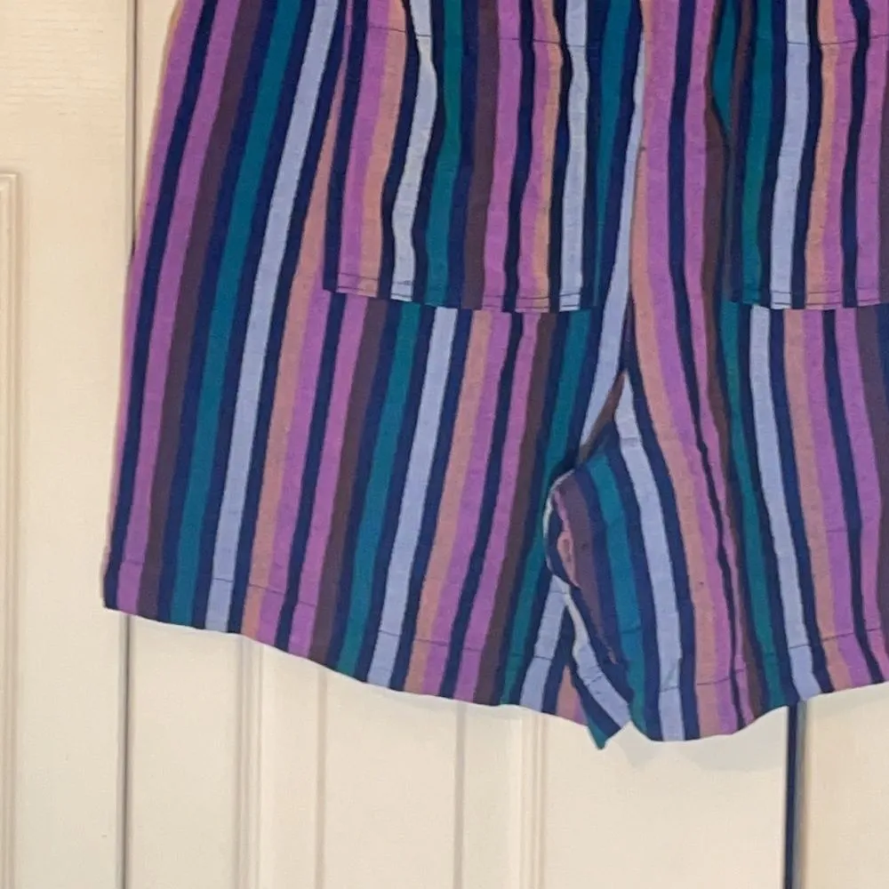 A New Day Wide Striped Linen Blend Shorts Small - Image 9