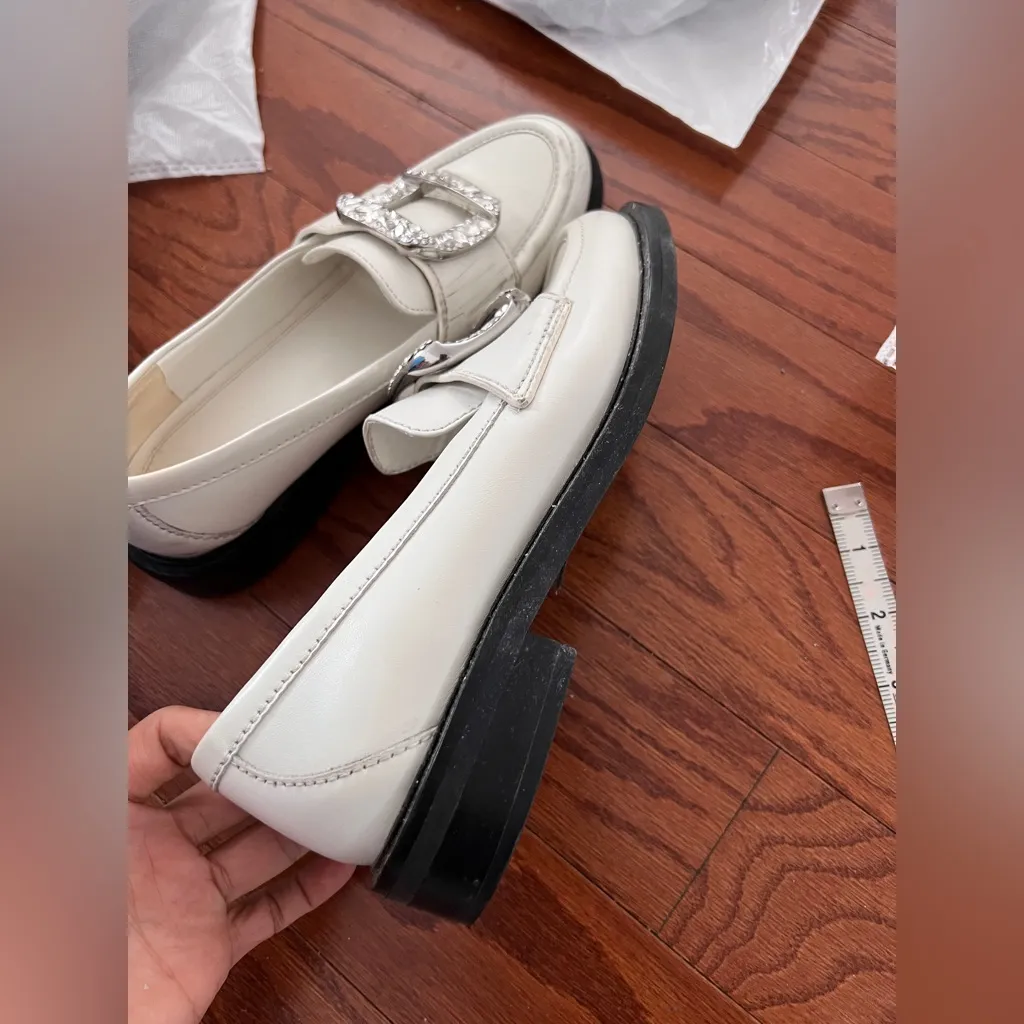 Stella Luna Elegant White Loafers with Crystal Buckle Size undefined - Image 2