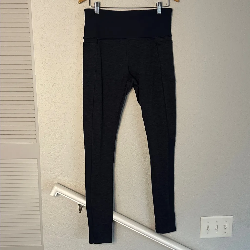 Athleta Exhale Heel Tight Leggings Softluxe Navy Blue Pocket Athleisure Athletic - Image 4