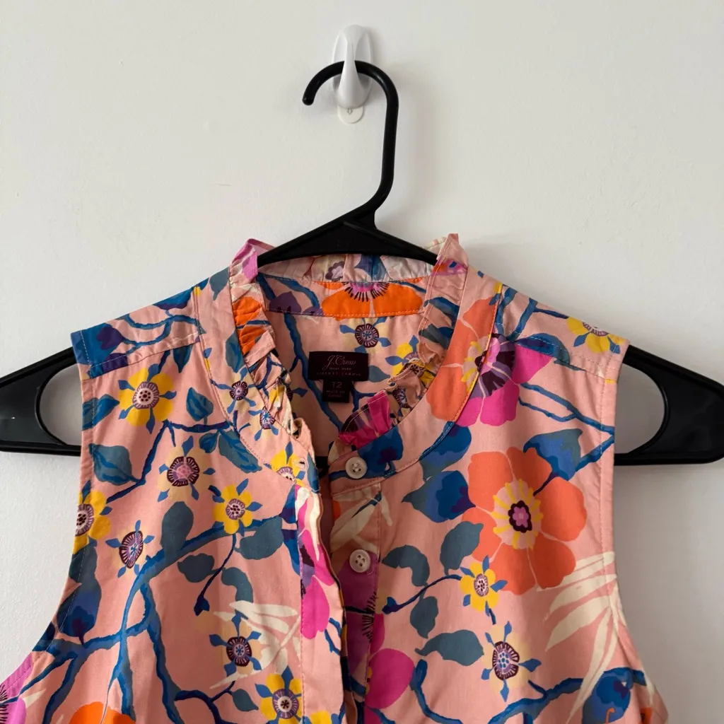 J.Crew Liberty of London Pavilion Floral Print Ruffle Neck Sleeveless Dress - Image 6