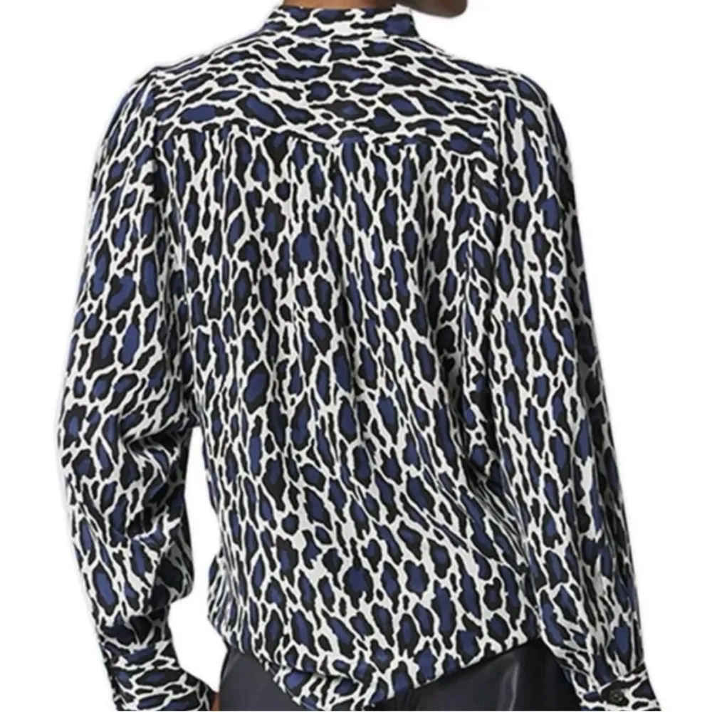 EQUIPMENT FEMME COLLARLESS Mandarin Collar Button Down Blouse SILK - Image 2