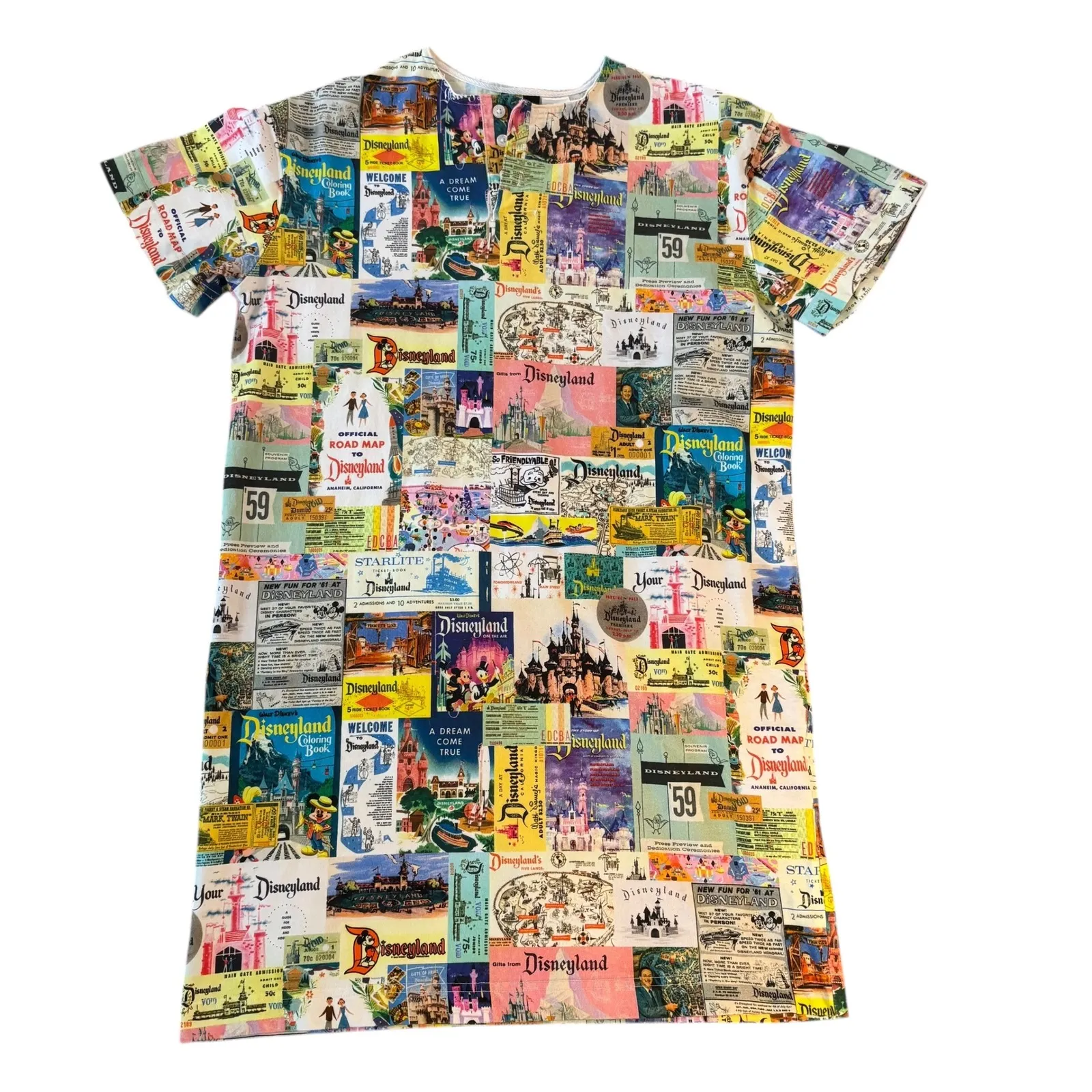 Disney RARE 100 Disneyland Map Print T-Shirt Dress Colorful Theme‎ Park 
Small - Image 3