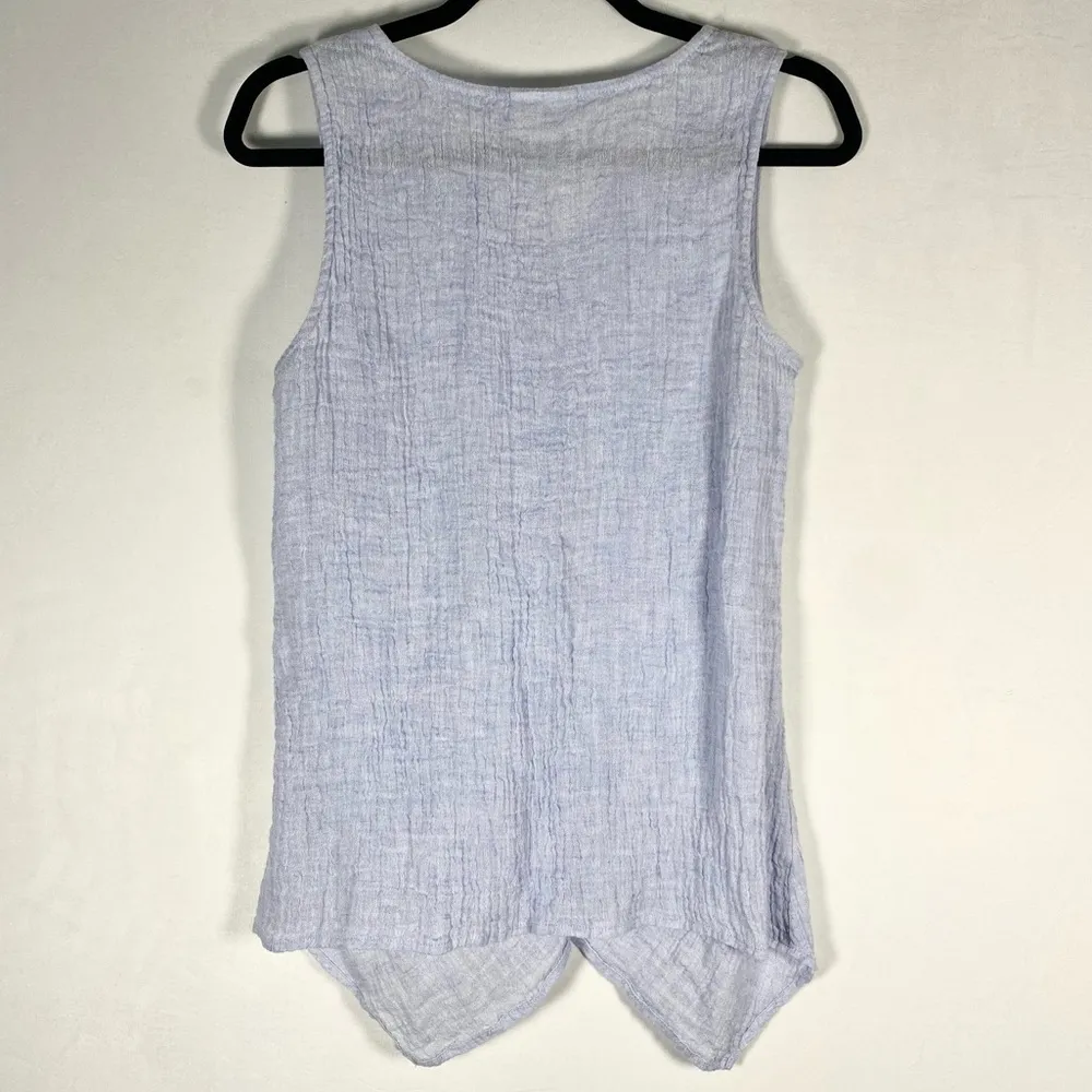 J Jill Pure Jill Light Periwinkle Blue Crinkle Linen V Neck Sleeveless Tank XS - Image 5