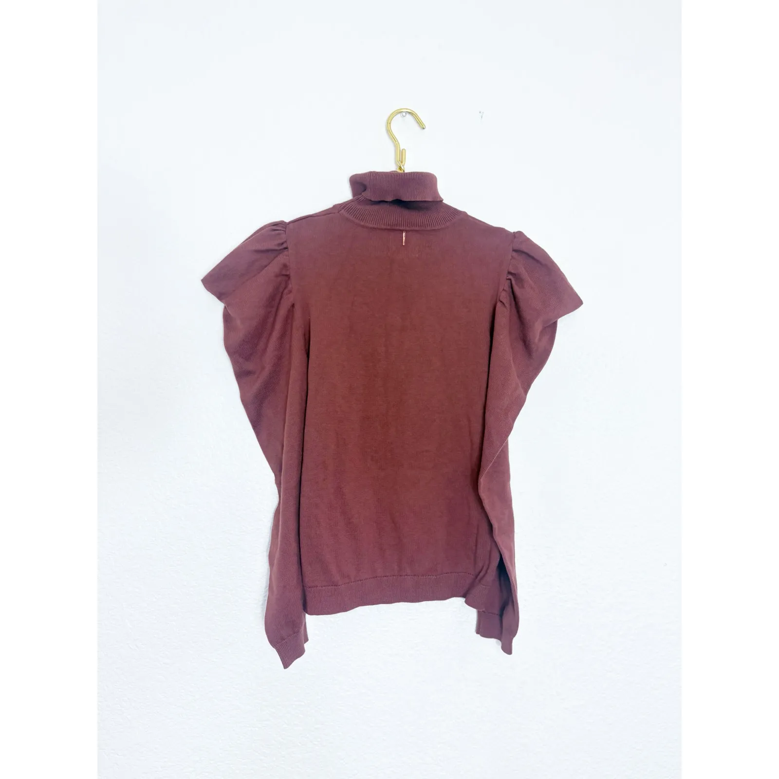 NWT MISA Los Angeles Gabriela Puff Sleeve Turtleneck Top Size XS Brown Knit - Image 12