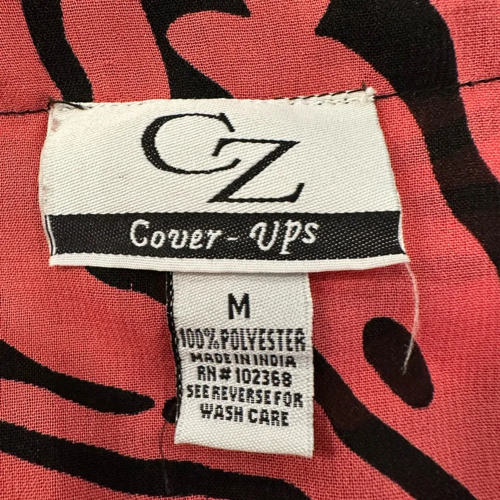 EUC CZ DARK salmon and Black Zebra Print cover up with close string front Size M - Image 4