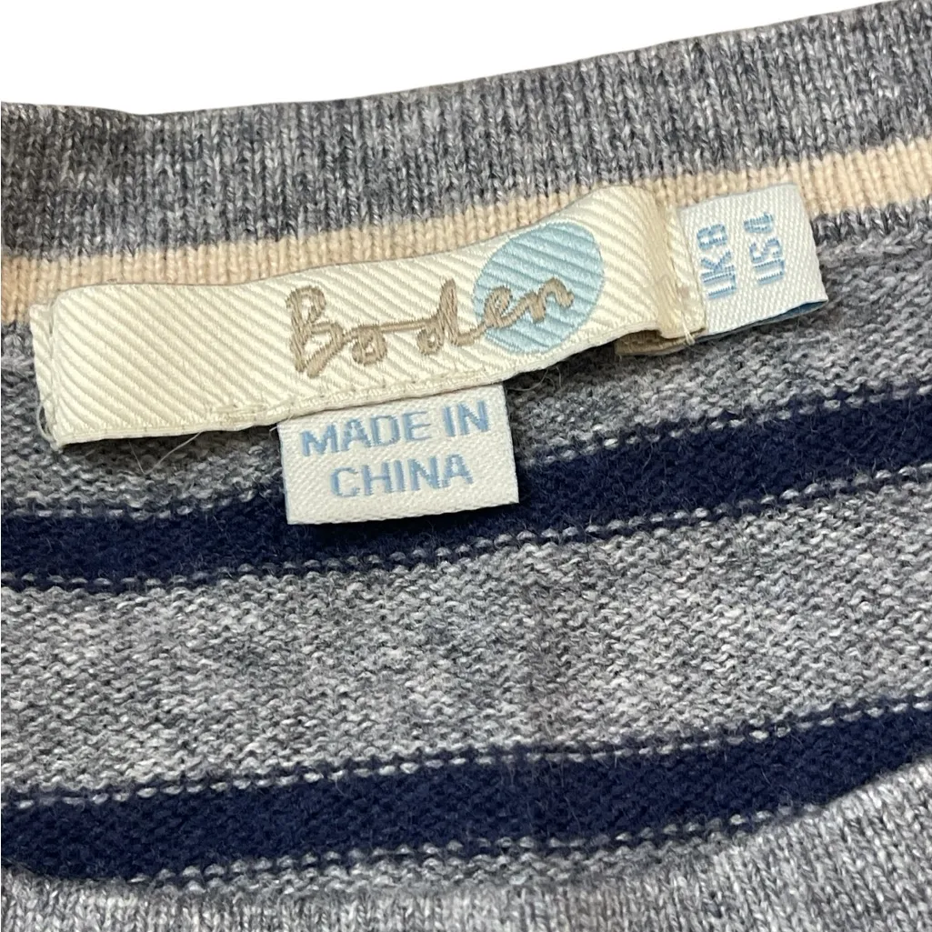 Boden Gray and Blue Striped Women's wool blend Sweater Size 4 - Image 6
