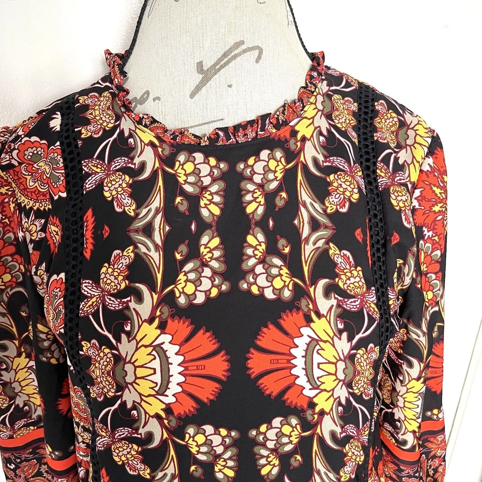 Takara Dress Womens Sz Small Floral Shift Prairie Hipster Boho Bohemian Festival - Image 9