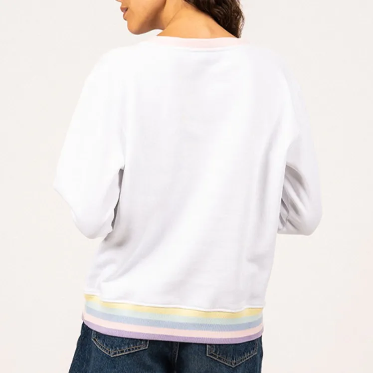 The Saint James Perla Sweater Sweatshirt Pastel Stripe Rainbow White 14 - Image 2