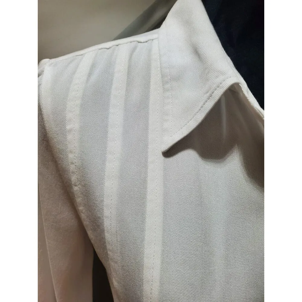 T&W Designs Womens White Tencel Collared Long Sleeve Button Down Casual Shirt XS - Image 5