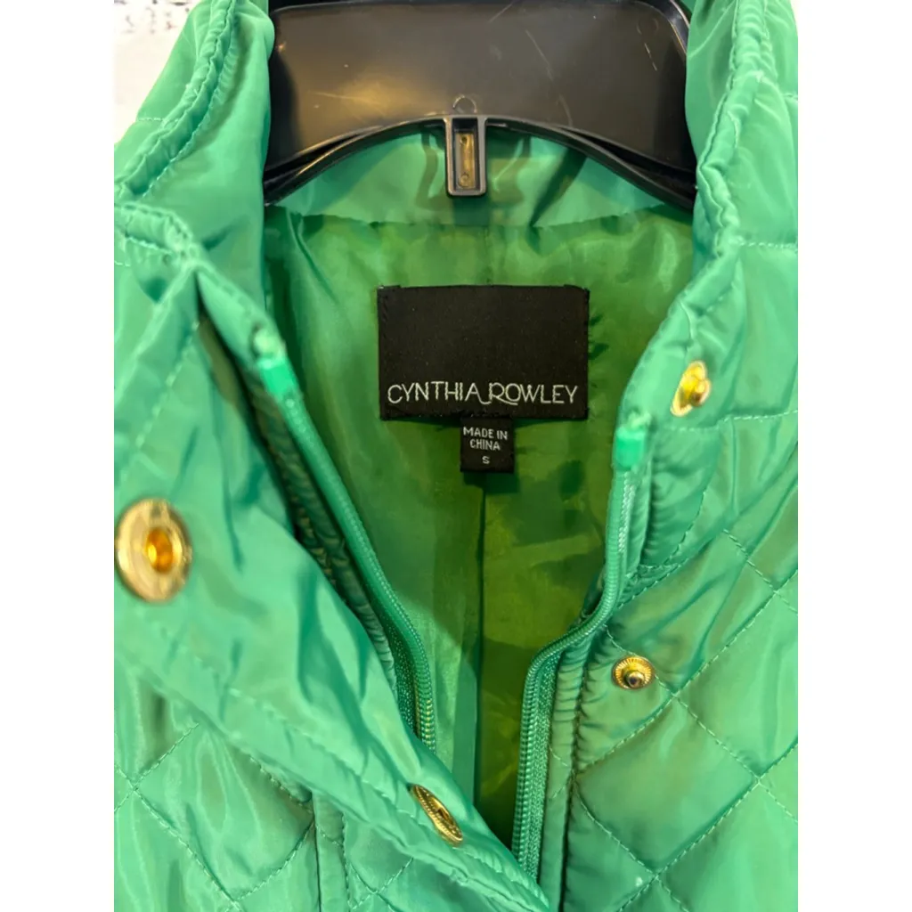 Women's Cynthia Rowley Green Quilted Vest S - Image 2