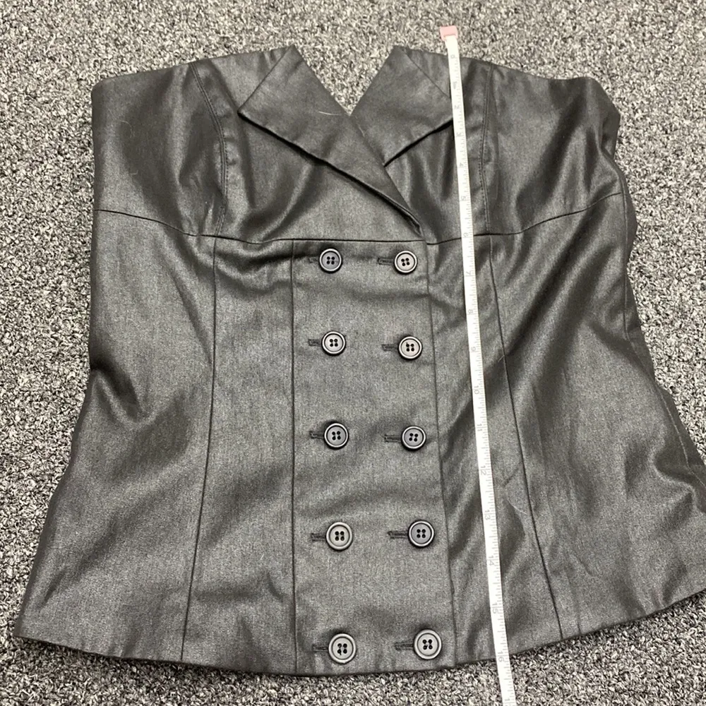Y2k  strapless tuxedo vest waistcoat corset buttons black 36 euro XS - Image 7
