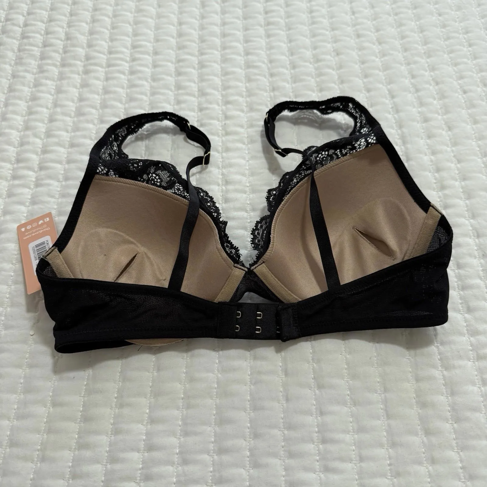 Third Love Black & Nude 32C 1/2 Lace Contour Plunge Bra Missing Pads Size undefined - Image 6