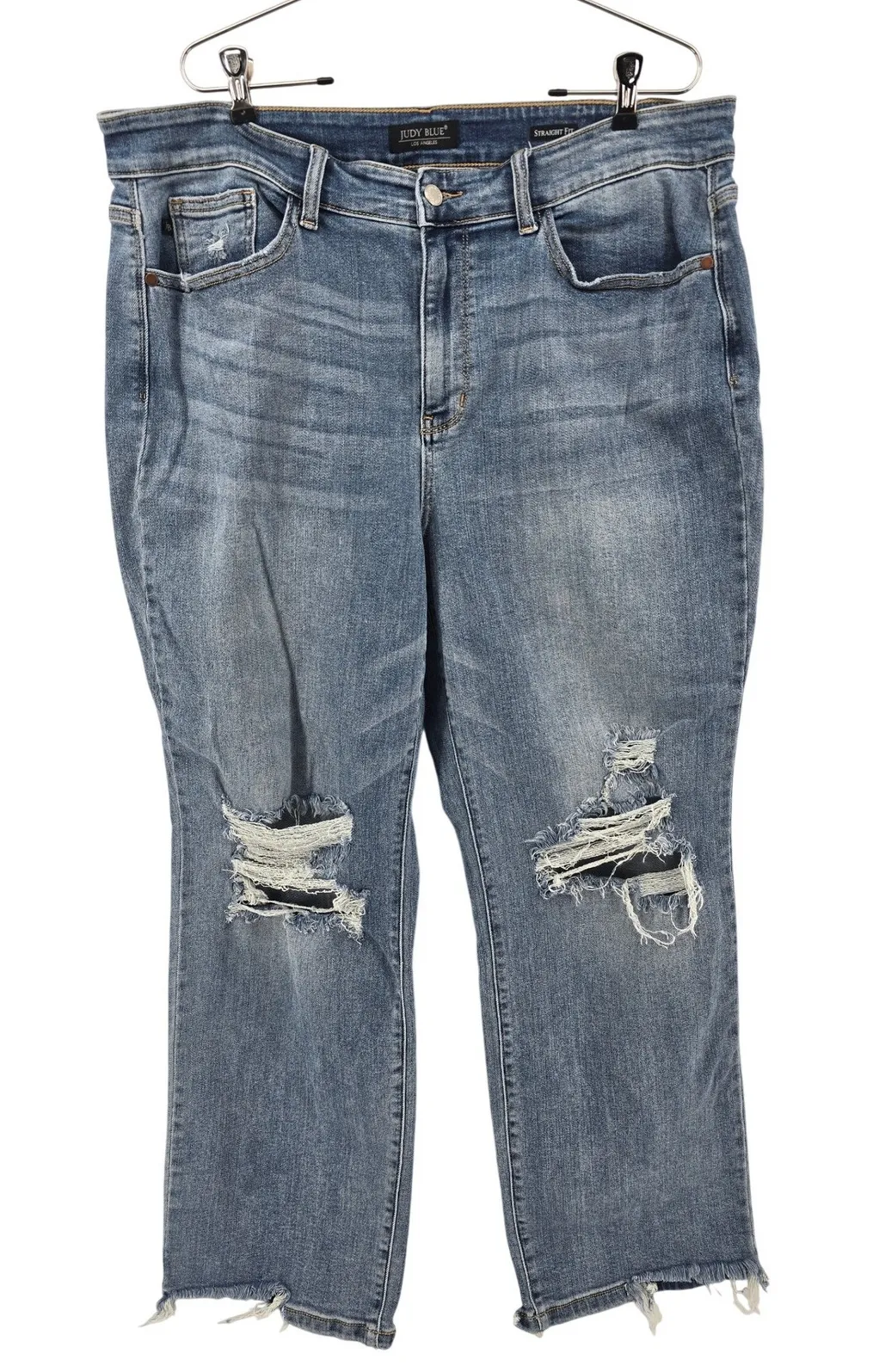 Judy Blue Jeans Women's 20W Straight Fit Distressed Light Wash Cropped Denim - Image 1