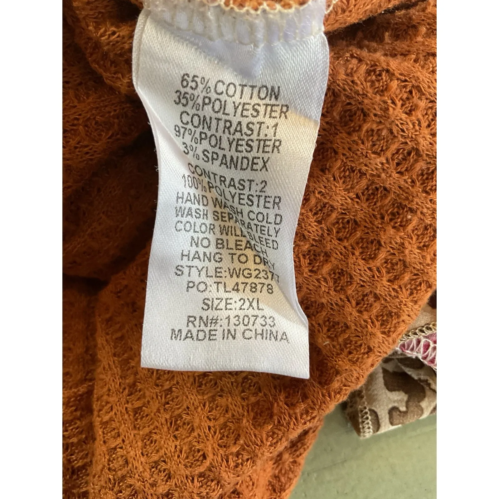 Women's Waffle Knit Batwing Sleeve Brown Knitted Blouse Top Size XXL‎ - Image 7