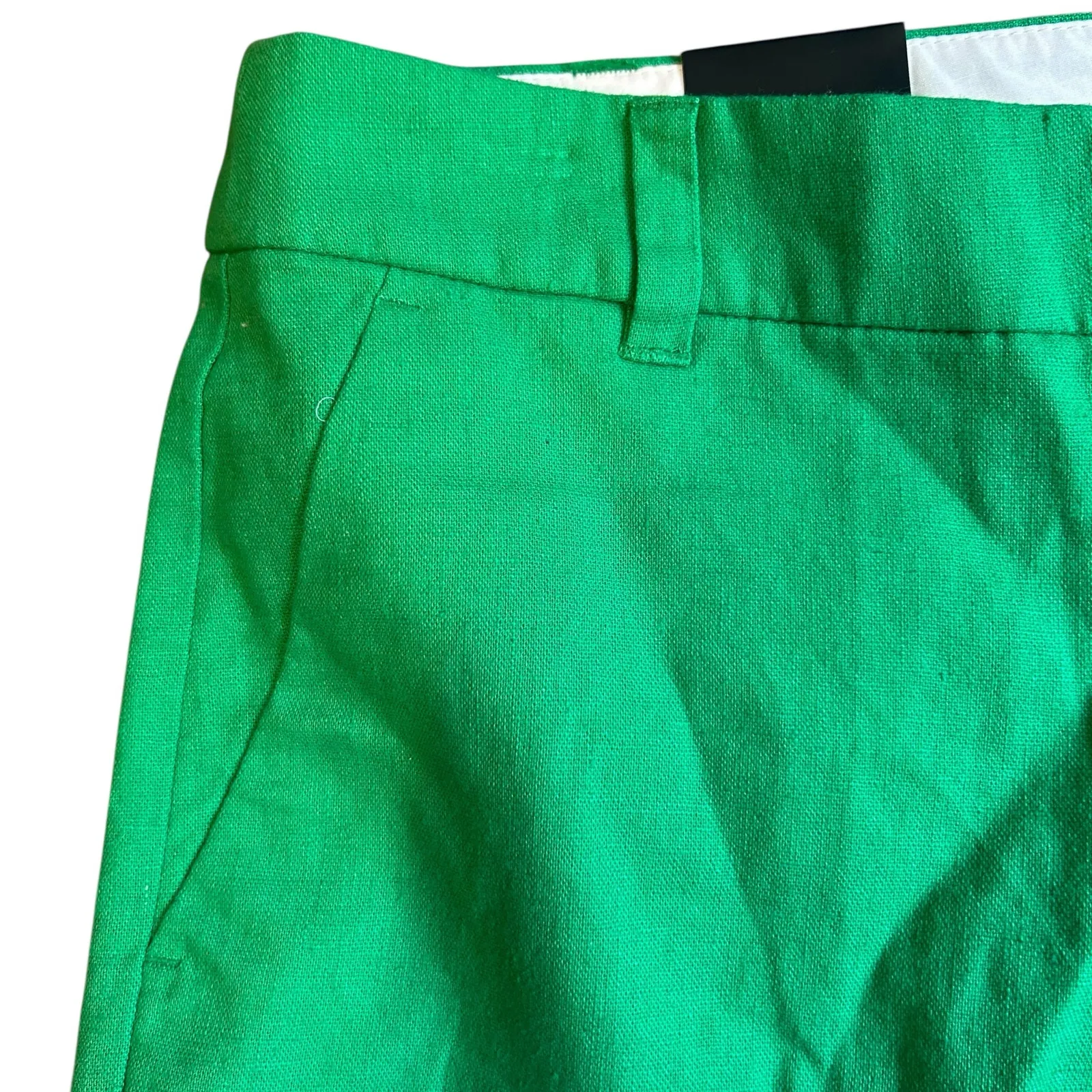 J. Crew Linen Blend Shorts NWT Womens 12 Bright Green Scalloped Hem Chino Boho - Image 4