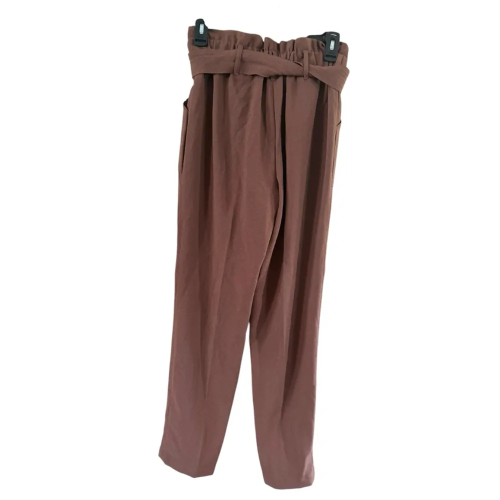 Bar III Brown Paperbag Waist Ankle Cropped Pants XS - Image 4