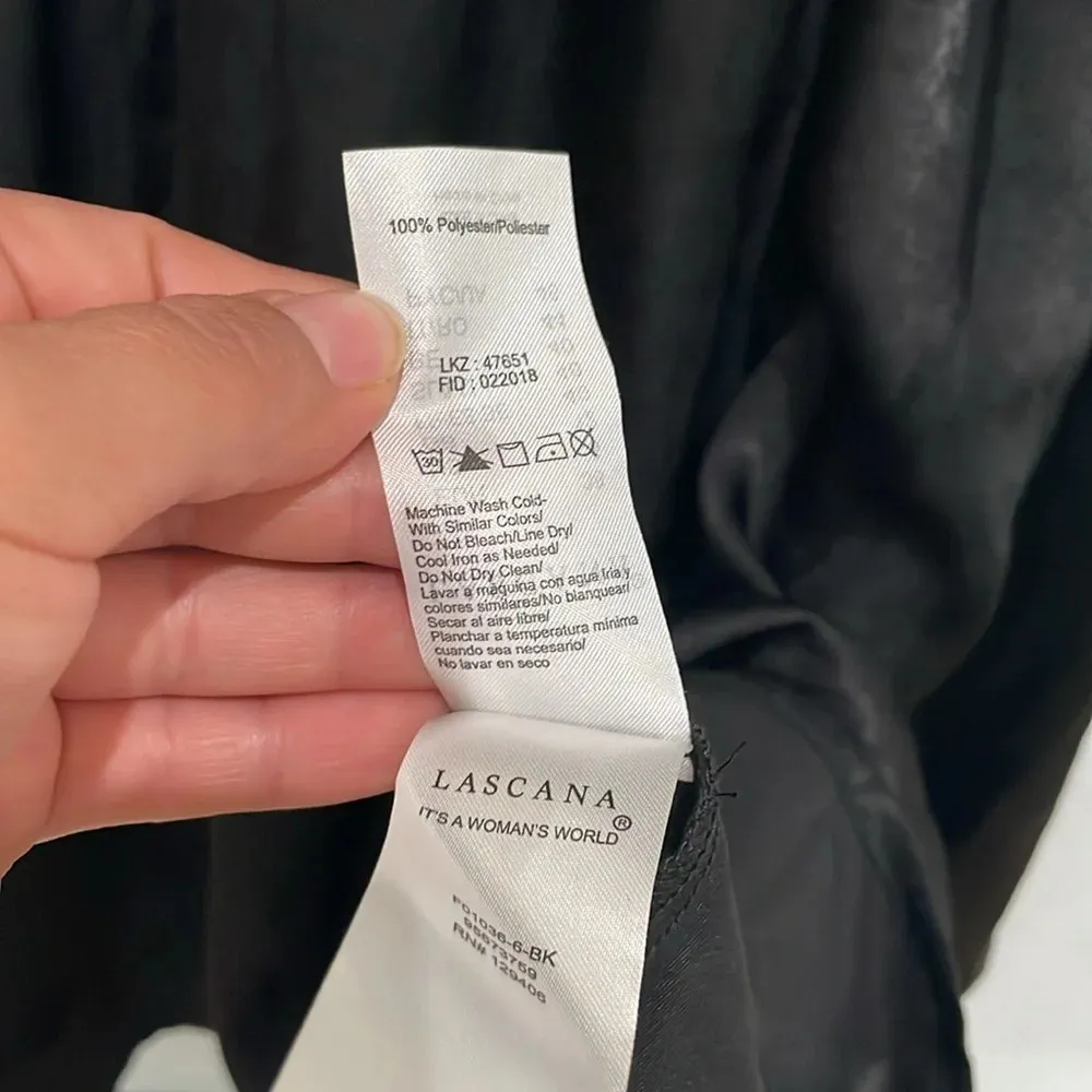 Lascana Satin Black Tiered V Neck Long Sleeve Dress Size 6 NWT - Image 11