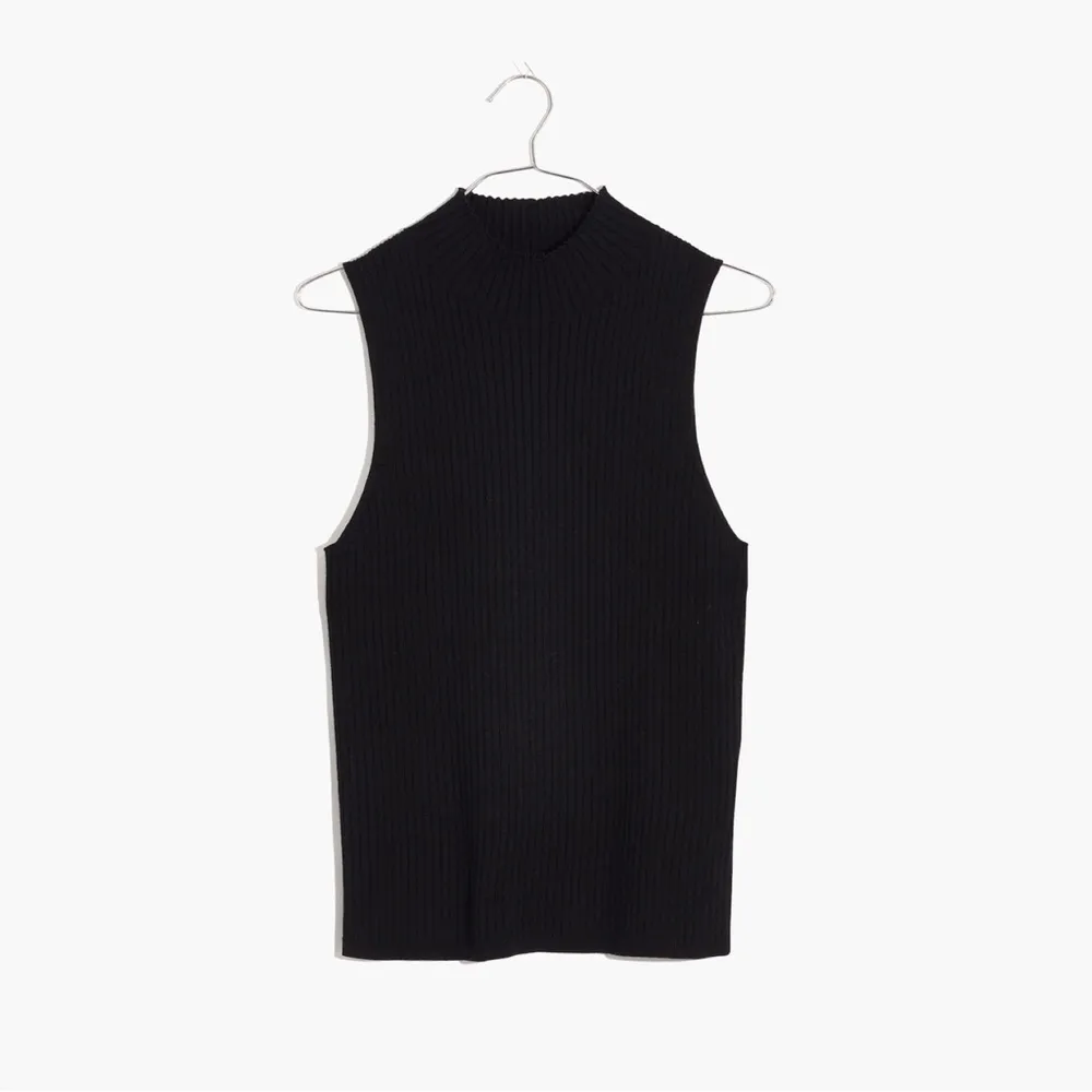 Madewell Pearson Mockneck Sweater Tank in True Black - Image 4