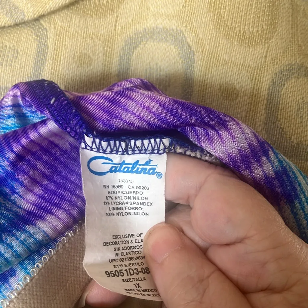 Catalina Tie-Dye Blue and Purple swimsuit 1X - Image 4
