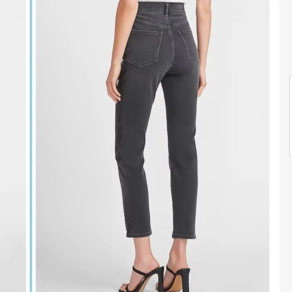 Express Super High Waisted Black Tonal Snakeskin Print Slim Ankle Jeans Sz 4 New - Image 2