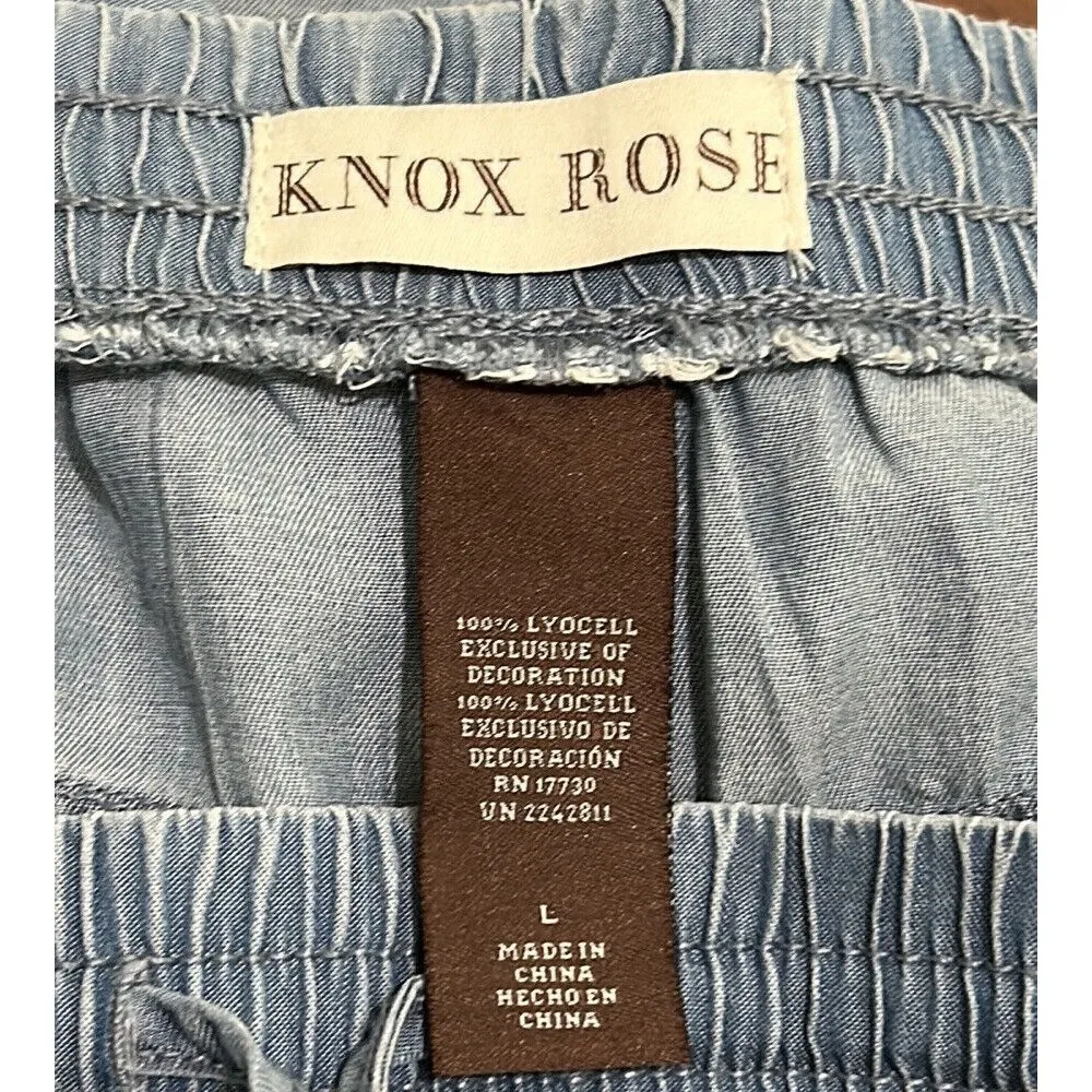 Knox Rose Chambray Embroidered Shorts‎ Womens Size L Drawstring Boho Multicolor - Image 5