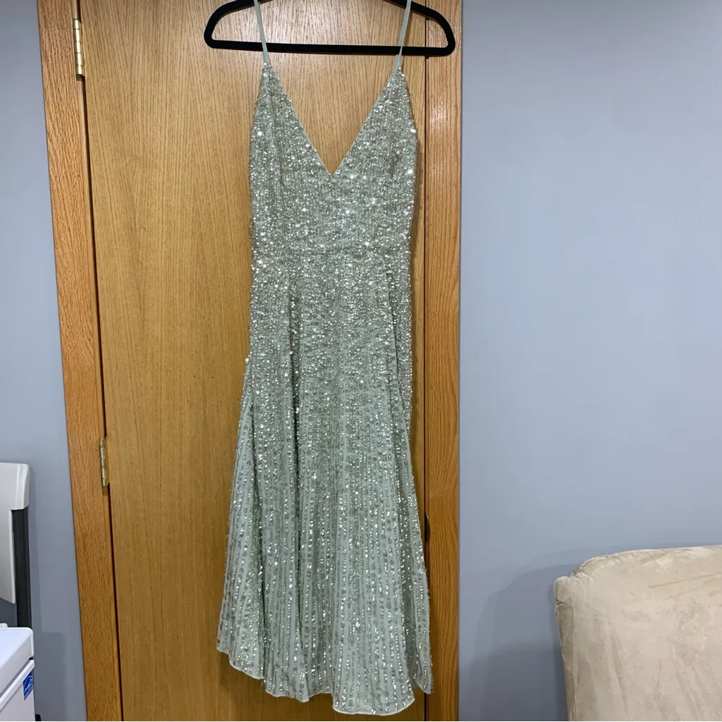 ASOS Edition Embelished Cami Midi Prom Dress in Seafoam - Size 4 - Image 3