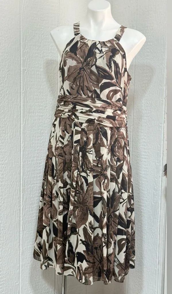 Evan Picone Strapless Brown Floral Dress Black Size 14 - Image 3