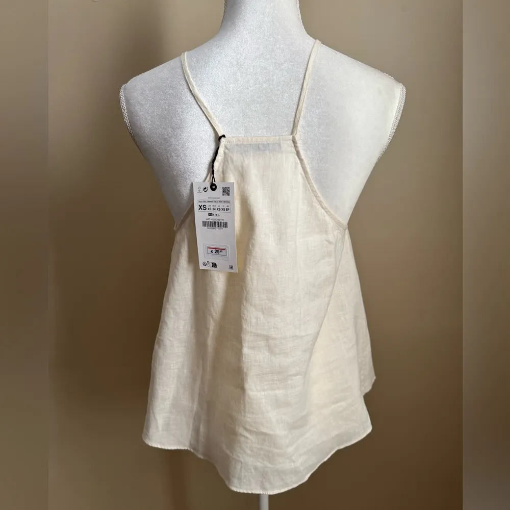 NWT Zara Linen Stone Tank Top in Ivory - Image 7