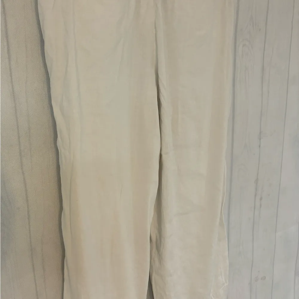 Loft Linen Julie Trouser Pants Womens Size Medium Ivory Straight Leg Cap… - Image 8
