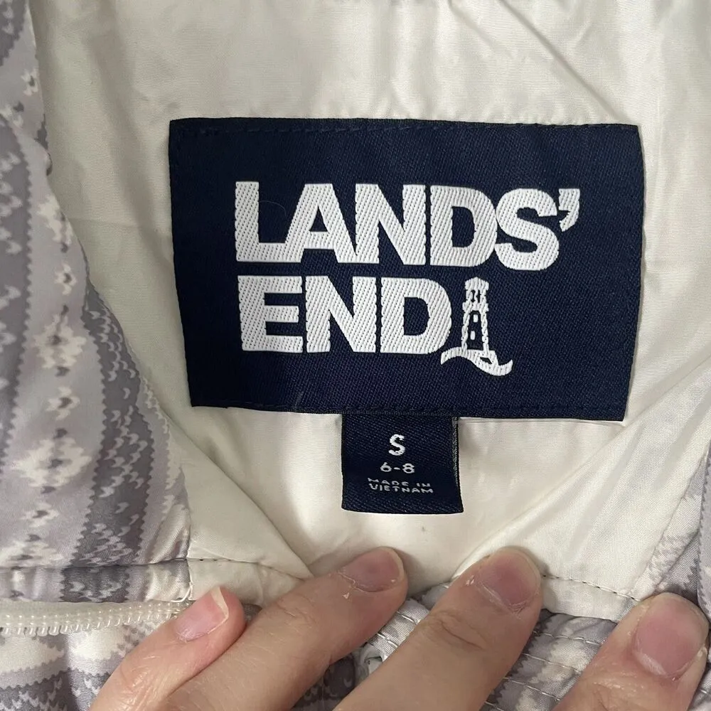 Land's End Size S Womens Gray White Down Filled Full Zip Vest - Image 2